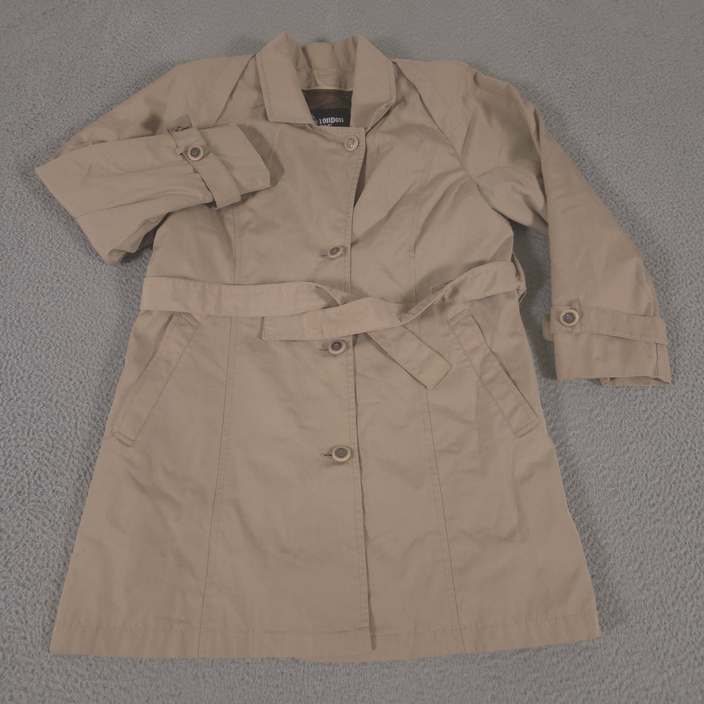 VINTAGE London Fog Coat Womens 12 Trench Coat Paisley Zip Liner Belted 80s 90s